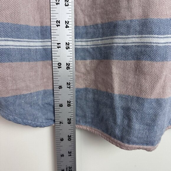 Madewell Button Down Shirt Large Double-Weave Perfect Short Sleeve Stripe Preppy - Picture 9 of 10